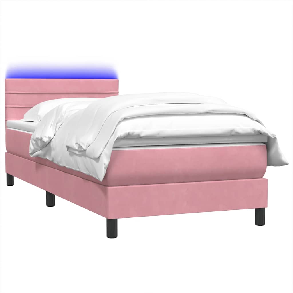 Box Spring krevet s madracem i LED ružičasti 80 x 220 cm baršunasti