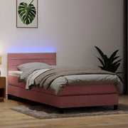 Box Spring krevet s madracem i LED ružičasti 80 x 220 cm baršunasti