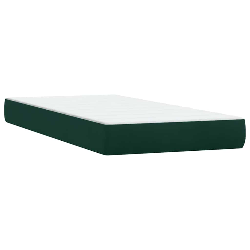 Box Spring krevet s madracem i LED tamno zeleni 180x220 cm baršun