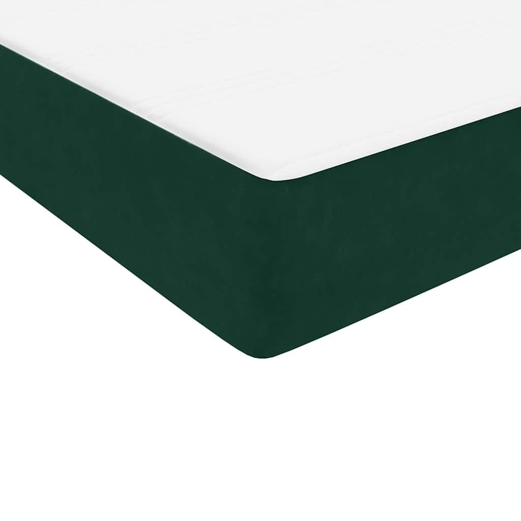 Box Spring krevet s madracem i LED tamno zeleni 180x220 cm baršun