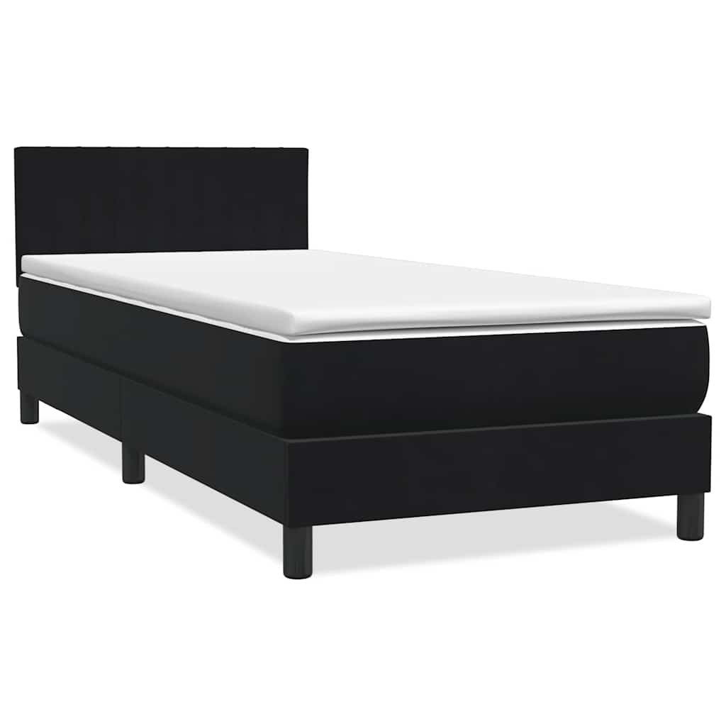 Box Spring krevet s madracem i LED crni 90x210 cm baršunasti
