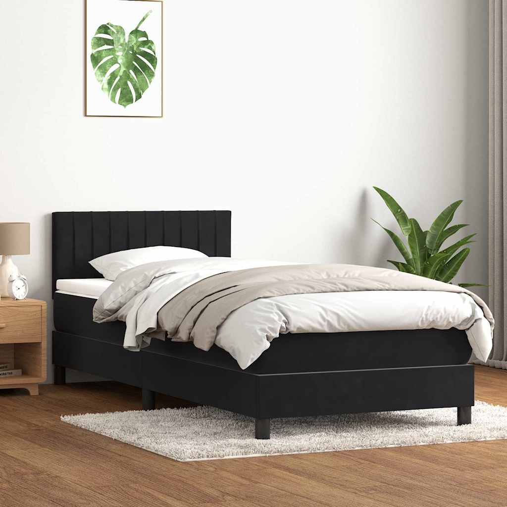 Box Spring krevet s madracem i LED crni 90x210 cm baršunasti