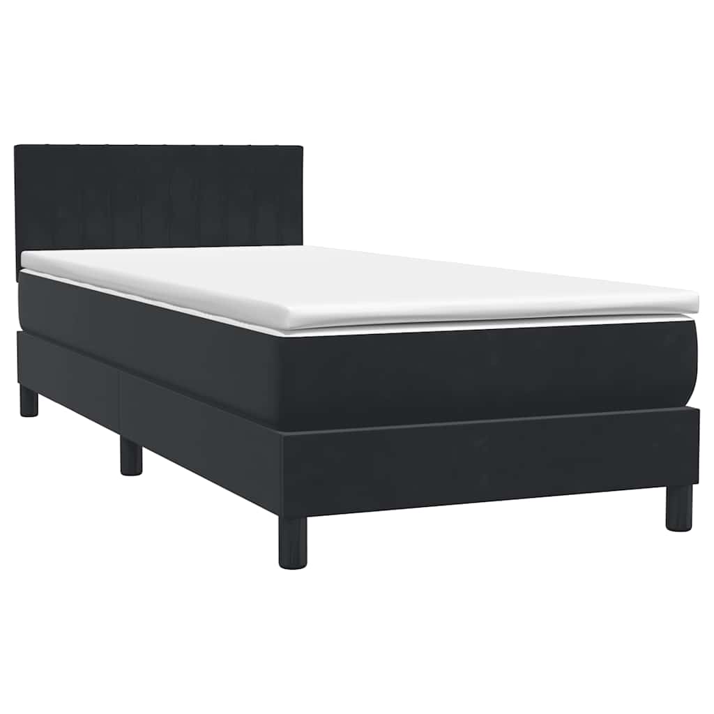 Box Spring krevet s madracem i LED crni 90x210 cm baršunasti