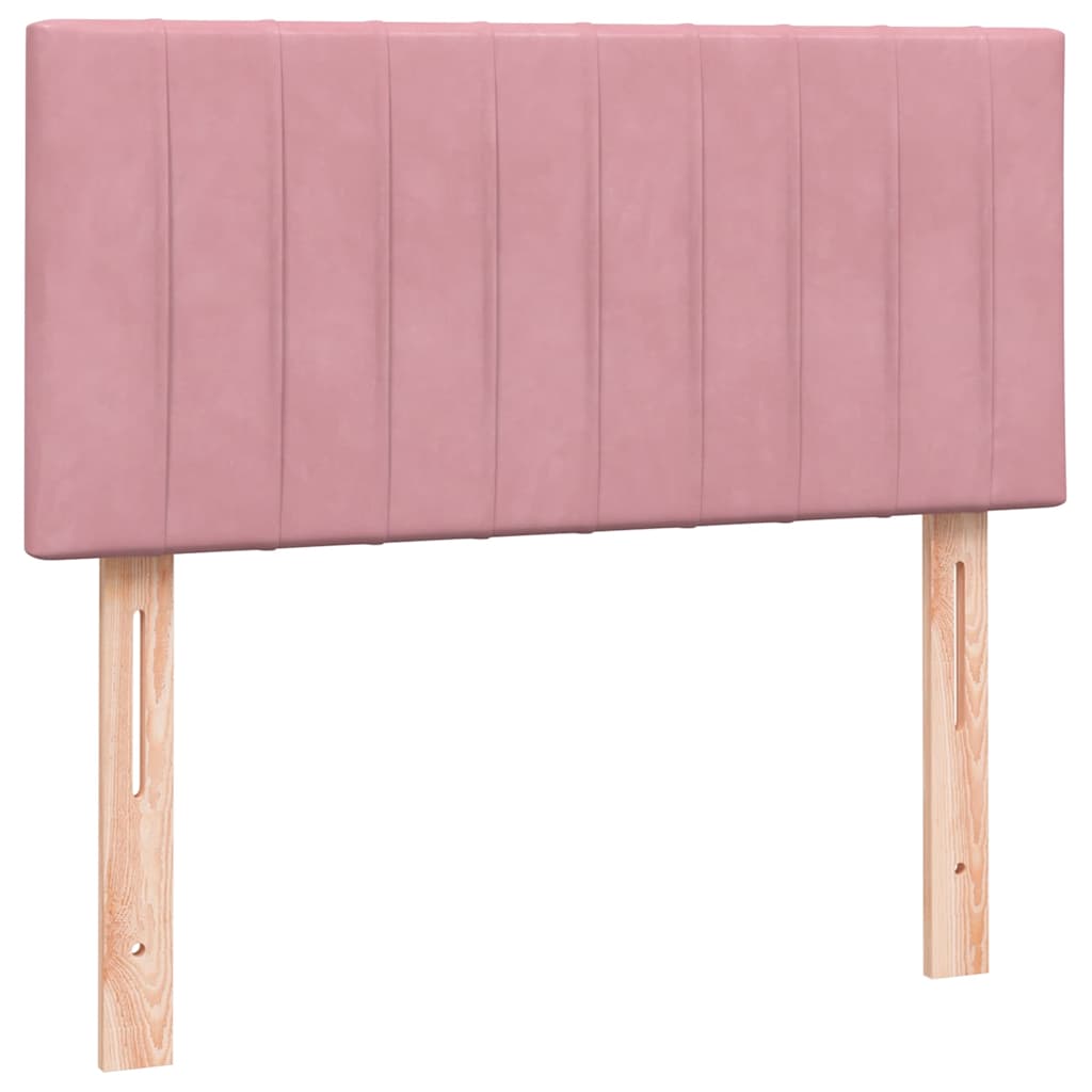 Box Spring krevet s madracem i LED ružičasti 90x210 cm samt
