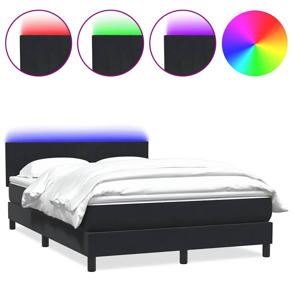 Box Spring krevet s madracem i LED crni 160x210 cm baršunasti