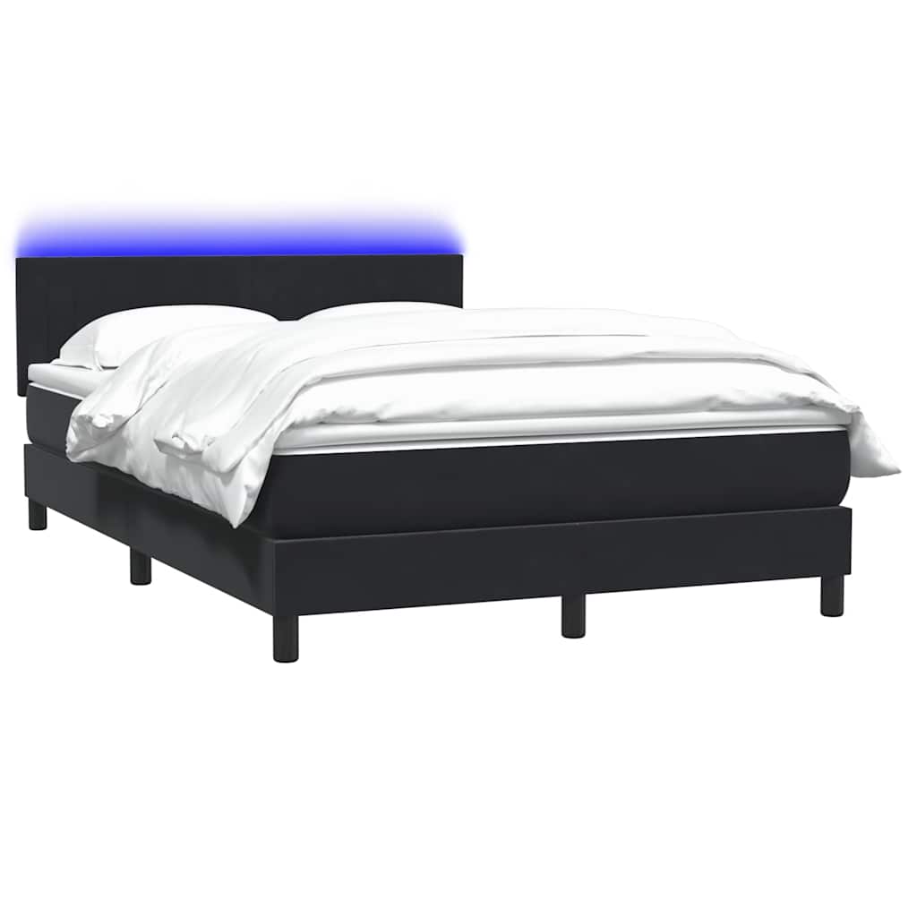 Box Spring krevet s madracem i LED crni 160x210 cm baršunasti