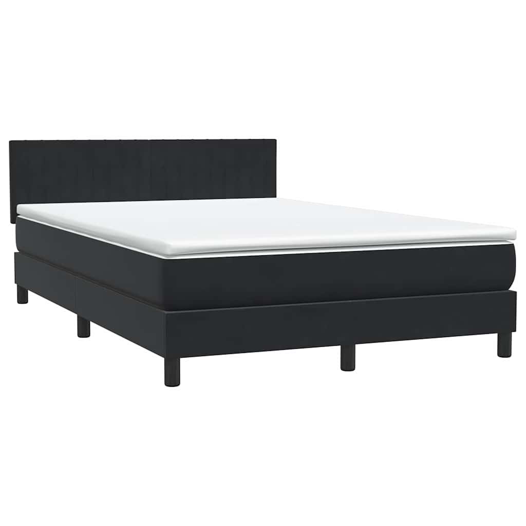 Box Spring krevet s madracem i LED crni 160x210 cm baršunasti