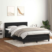 Box Spring krevet s madracem i LED crni 160x210 cm baršunasti