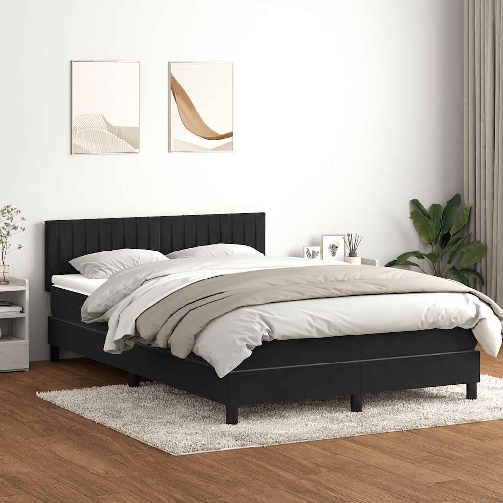 Box Spring krevet s madracem i LED crni 160x210 cm baršunasti