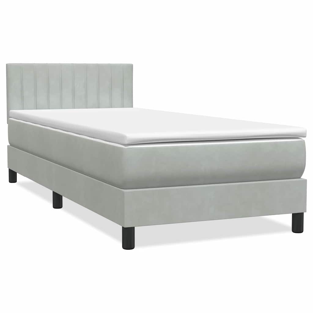 Box Spring krevet s madracem i LED svijetlo sivi 80x220 cm samt