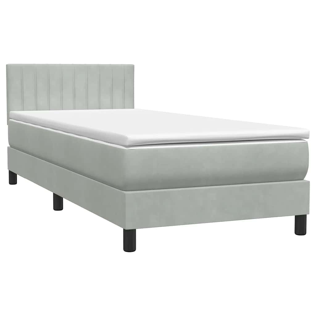 Box Spring krevet s madracem i LED svijetlo sivi 80x220 cm samt