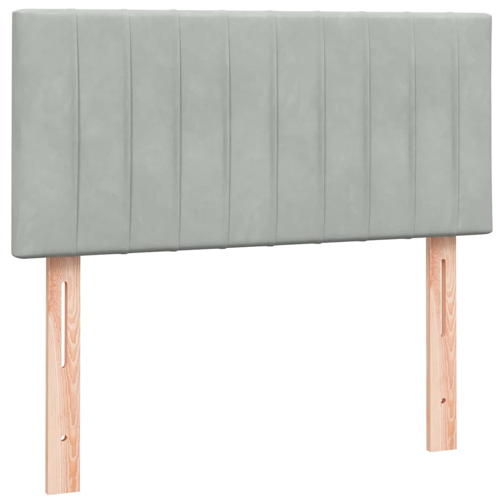 Box Spring krevet s madracem i LED svijetlo sivi 80x220 cm samt