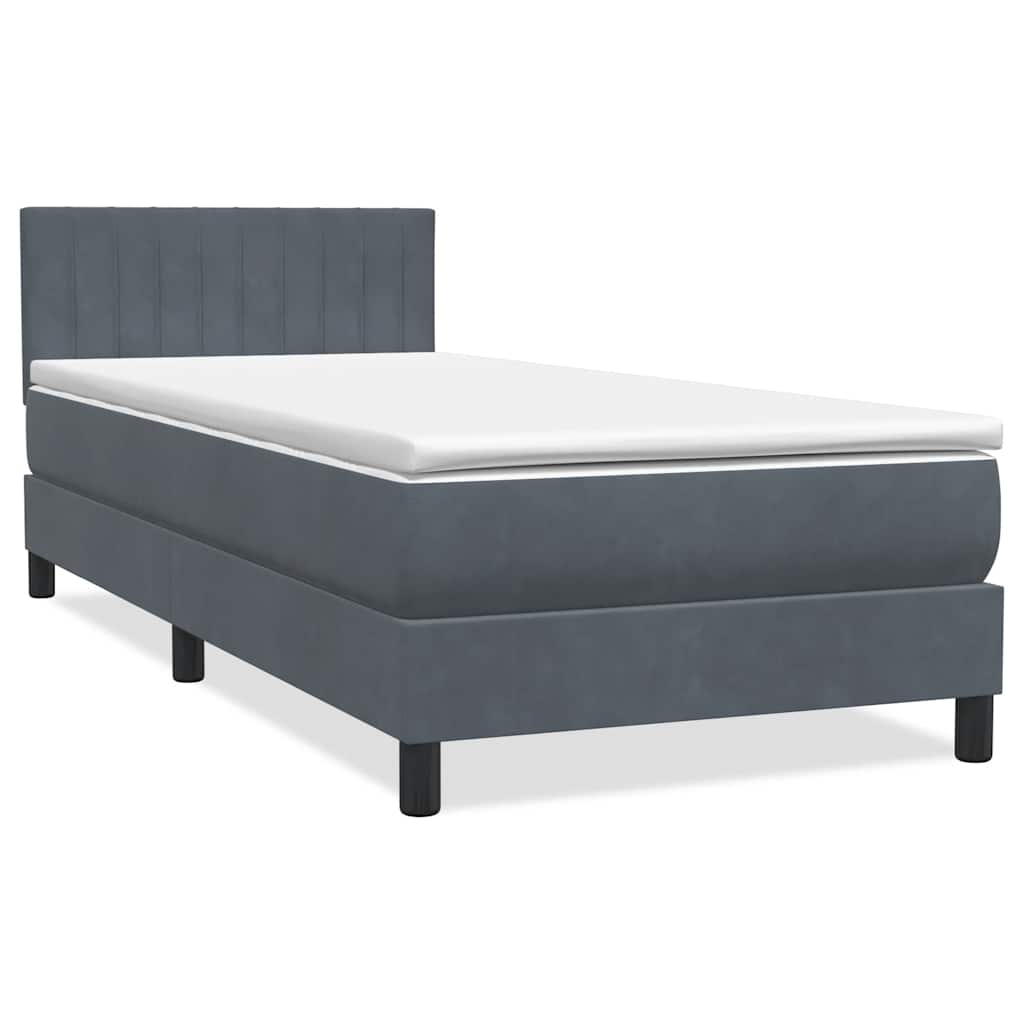 Box Spring krevet s madracem i LED tamnosivi 80 x 220 cm baršunasti