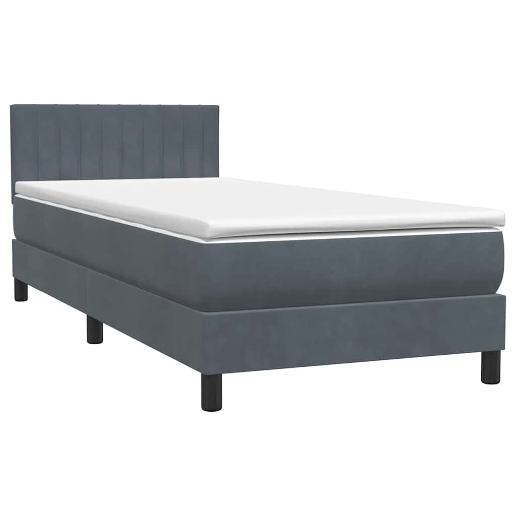 Box Spring krevet s madracem i LED tamnosivi 80 x 220 cm baršunasti
