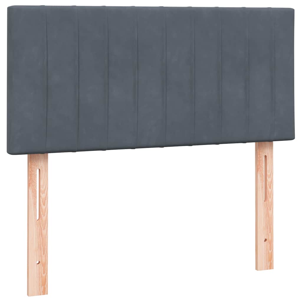 Box Spring krevet s madracem i LED tamnosivi 80 x 220 cm baršunasti