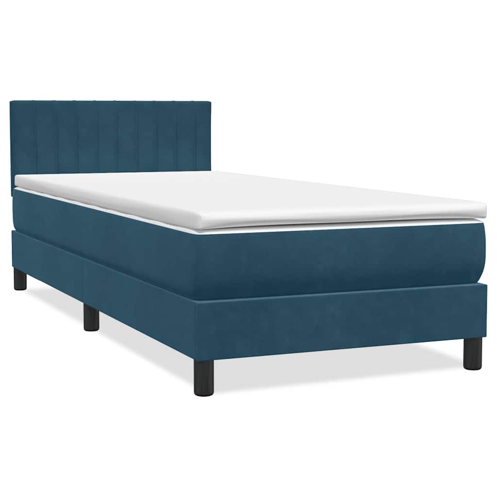 Box Spring krevet s madracem i LED tamnoplavi 80x220 cm baršunasti