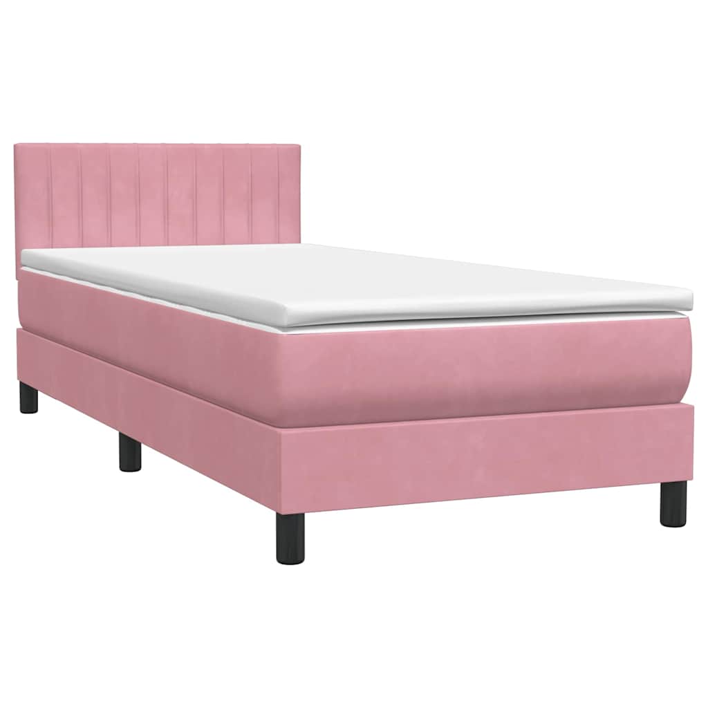 Box Spring krevet s madracem i LED ružičasti 80 x 220 cm baršunasti