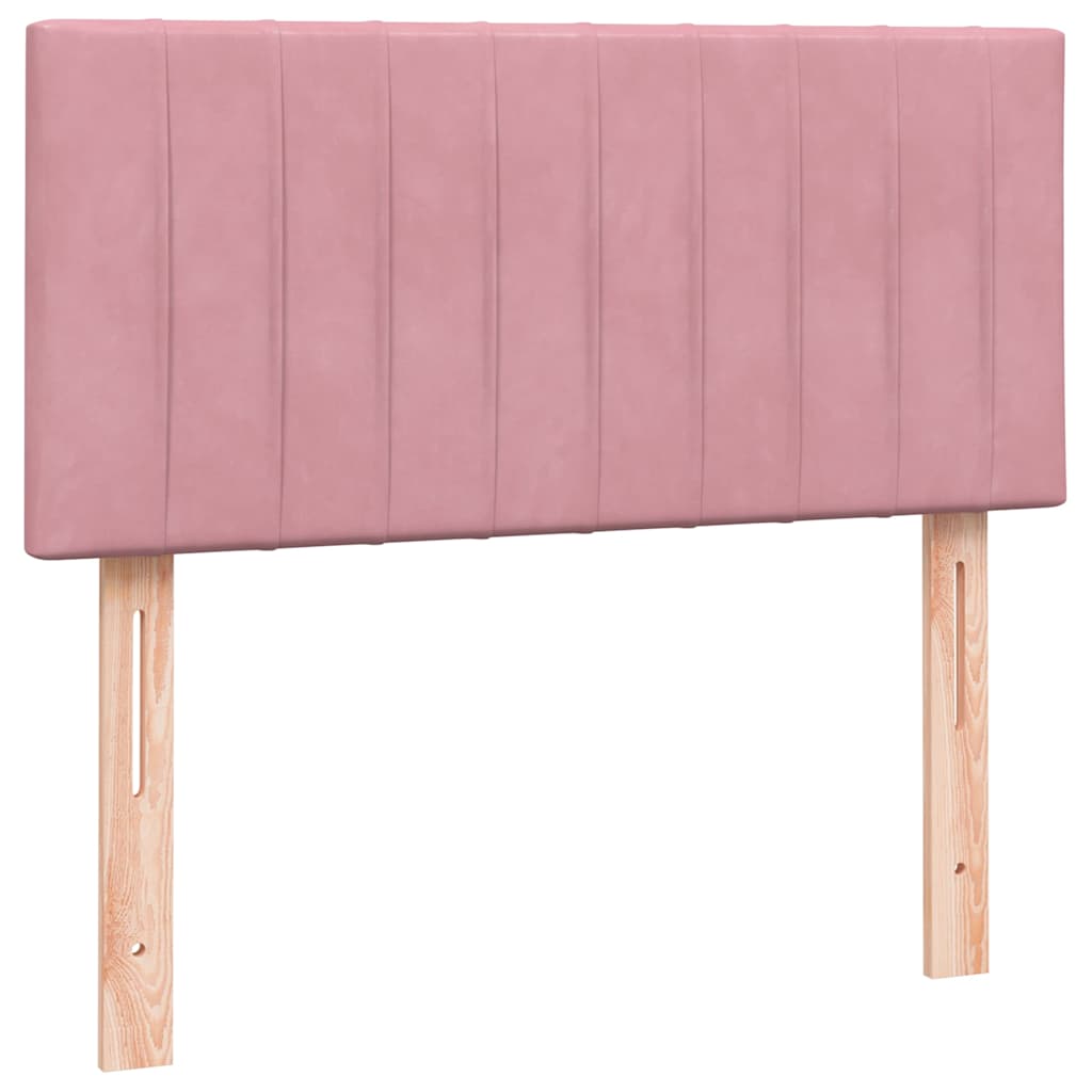 Box Spring krevet s madracem i LED ružičasti 80 x 220 cm baršunasti