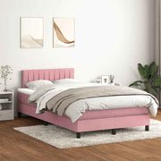 Box Spring krevet s madracem i LED ružičasti 120x220 cm samt