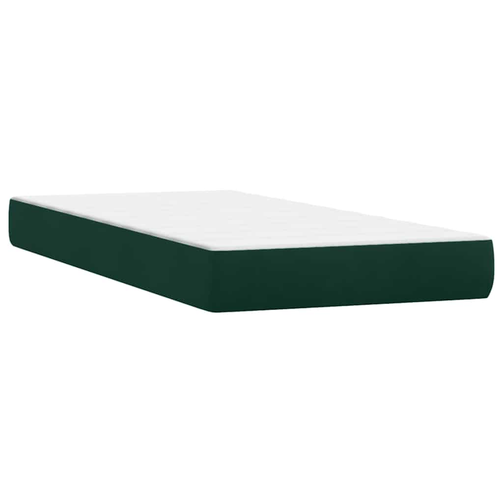 Box Spring krevet s madracem i LED tamno zeleni 180x220 cm baršun