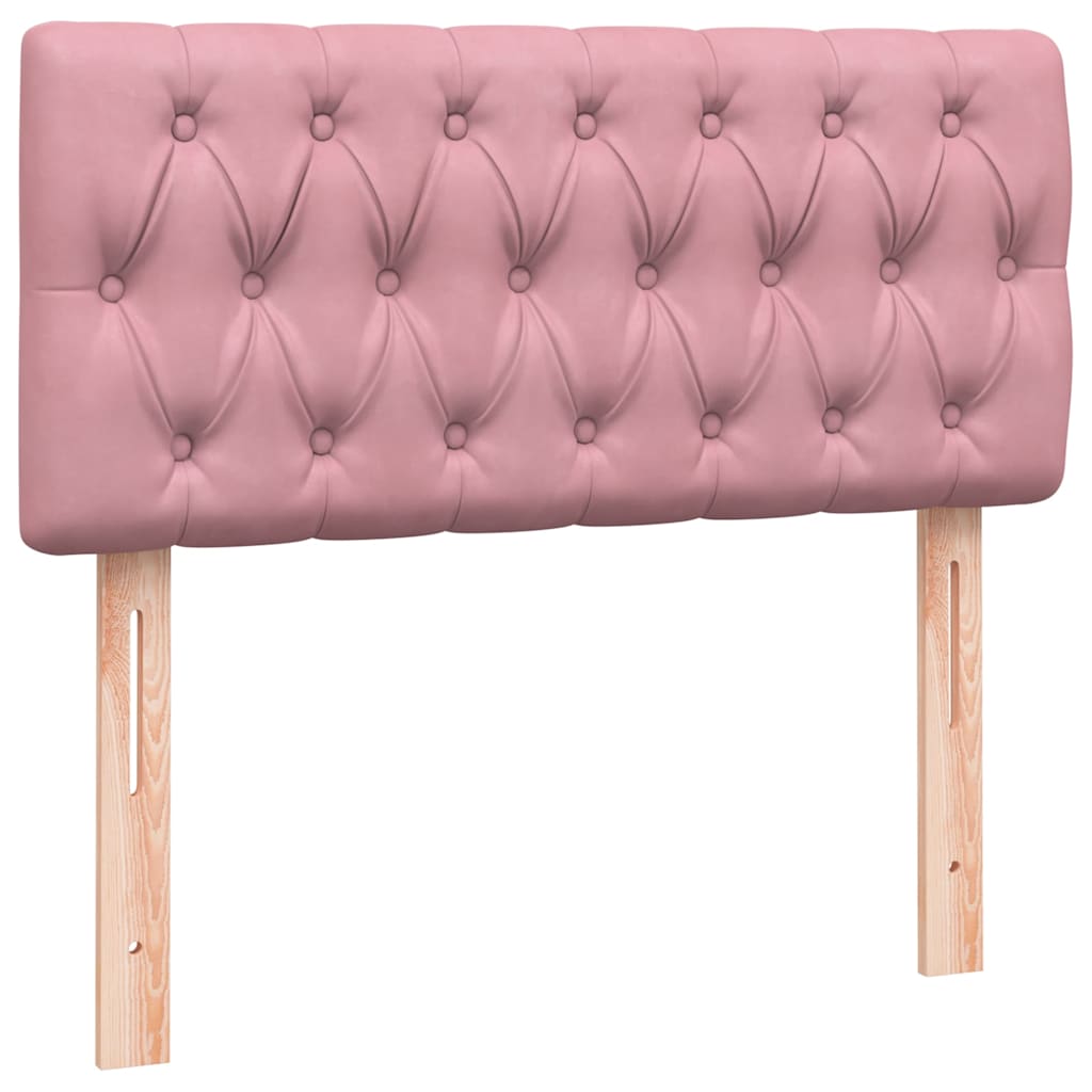 Box Spring krevet s madracem i LED ružičasti 90x210 cm samt