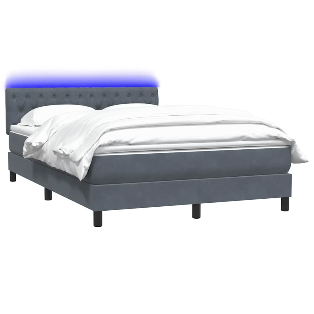 Krevet s oprugama i madracem LED tamnosivi 160x210 cm baršunasti