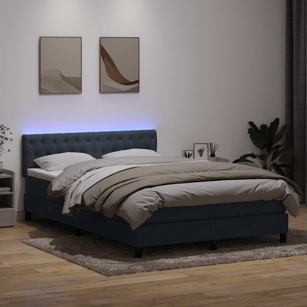 Krevet s oprugama i madracem LED tamnosivi 160x210 cm baršunasti