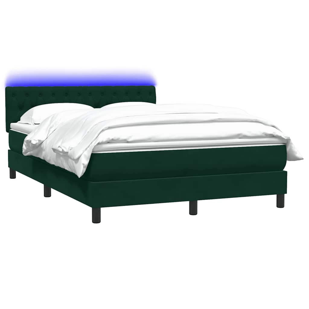 Box Spring krevet s madracem i LED tamno zeleni 160x220 cm baršun