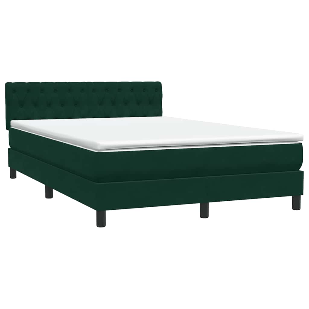 Box Spring krevet s madracem i LED tamno zeleni 160x220 cm baršun