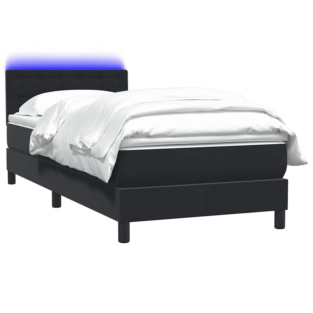 Box Spring krevet s madracem i LED crni 90x210 cm baršunasti