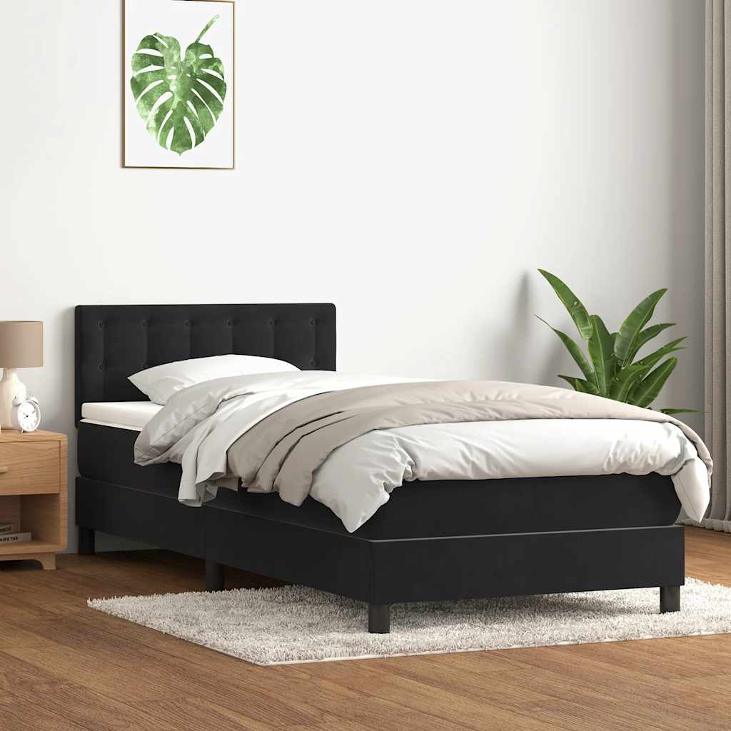 Box Spring krevet s madracem i LED crni 90x210 cm baršunasti