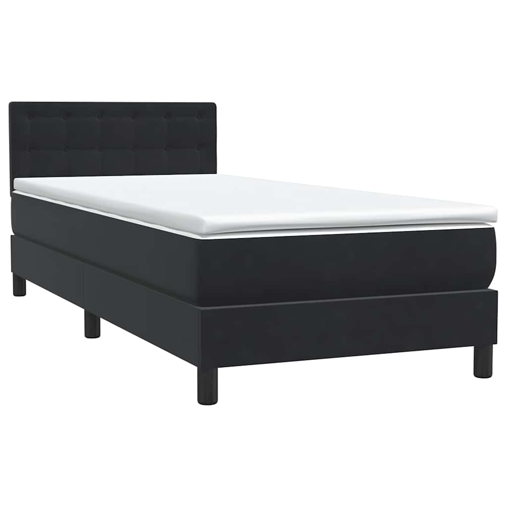 Box Spring krevet s madracem i LED crni 90x210 cm baršunasti