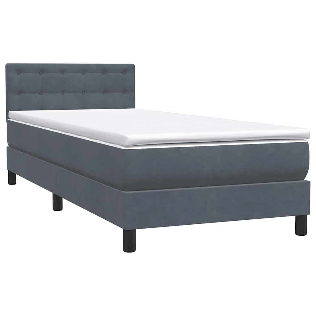 Box Spring krevet s madracem i LED tamnosivi 80 x 220 cm baršunasti