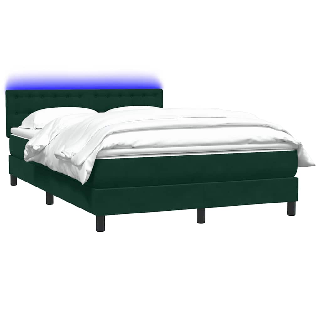 Box Spring krevet s madracem i LED tamno zeleni 160x220 cm baršun