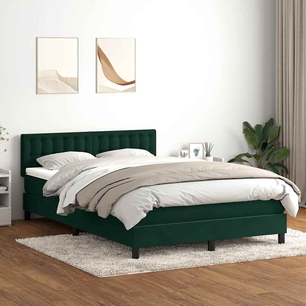 Box Spring krevet s madracem i LED tamno zeleni 160x220 cm baršun