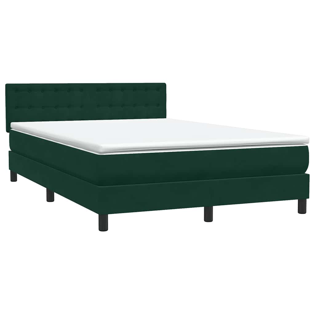 Box Spring krevet s madracem i LED tamno zeleni 160x220 cm baršun