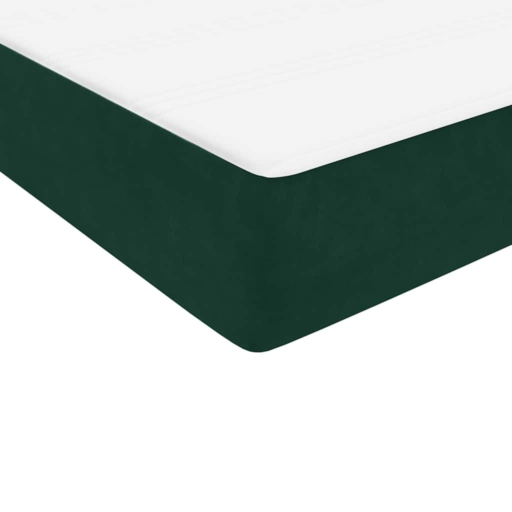 Box Spring krevet s madracem i LED tamno zeleni 160x220 cm baršun