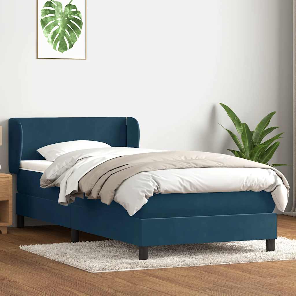 Box Spring krevet s madracem tamnoplavi 80x210 cm baršun