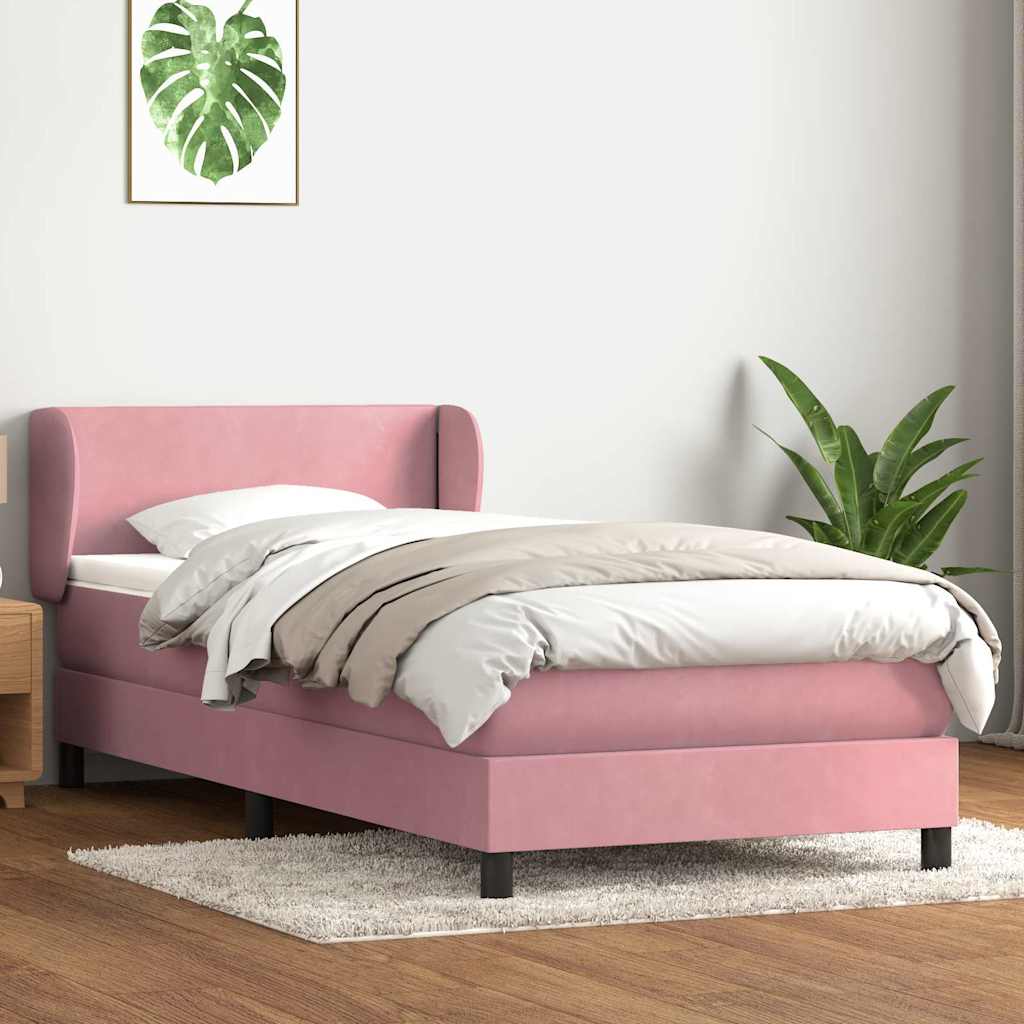 Box Spring krevet s madracem ružičasti 90x210 cm samt