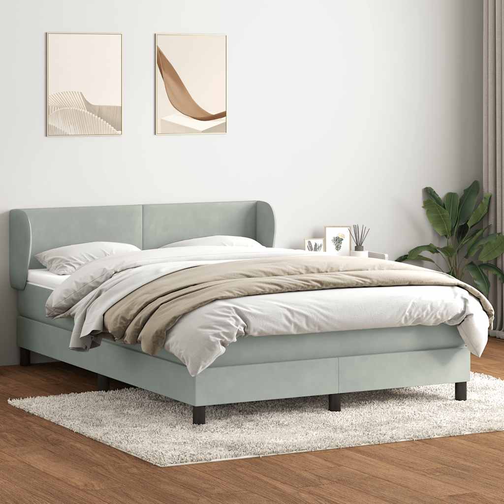 Krevet s oprugama i madracem svjetlosivi 160x210 cm baršunasti