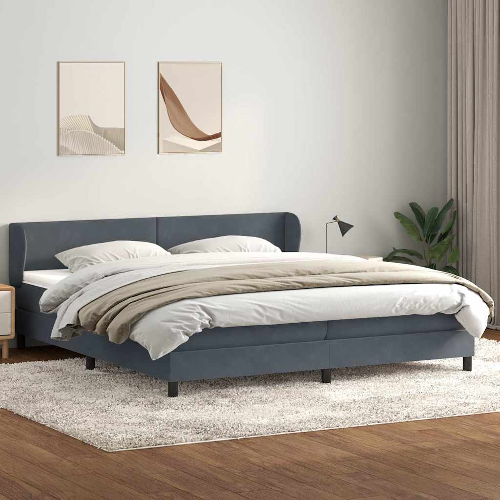 Box Spring krevet s madracima tamno sivi 180x210 cm baršun