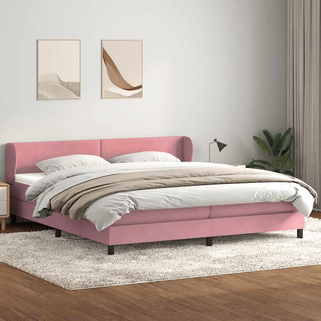 Box Spring krevet s madracima ružičasti 180x210 cm baršun