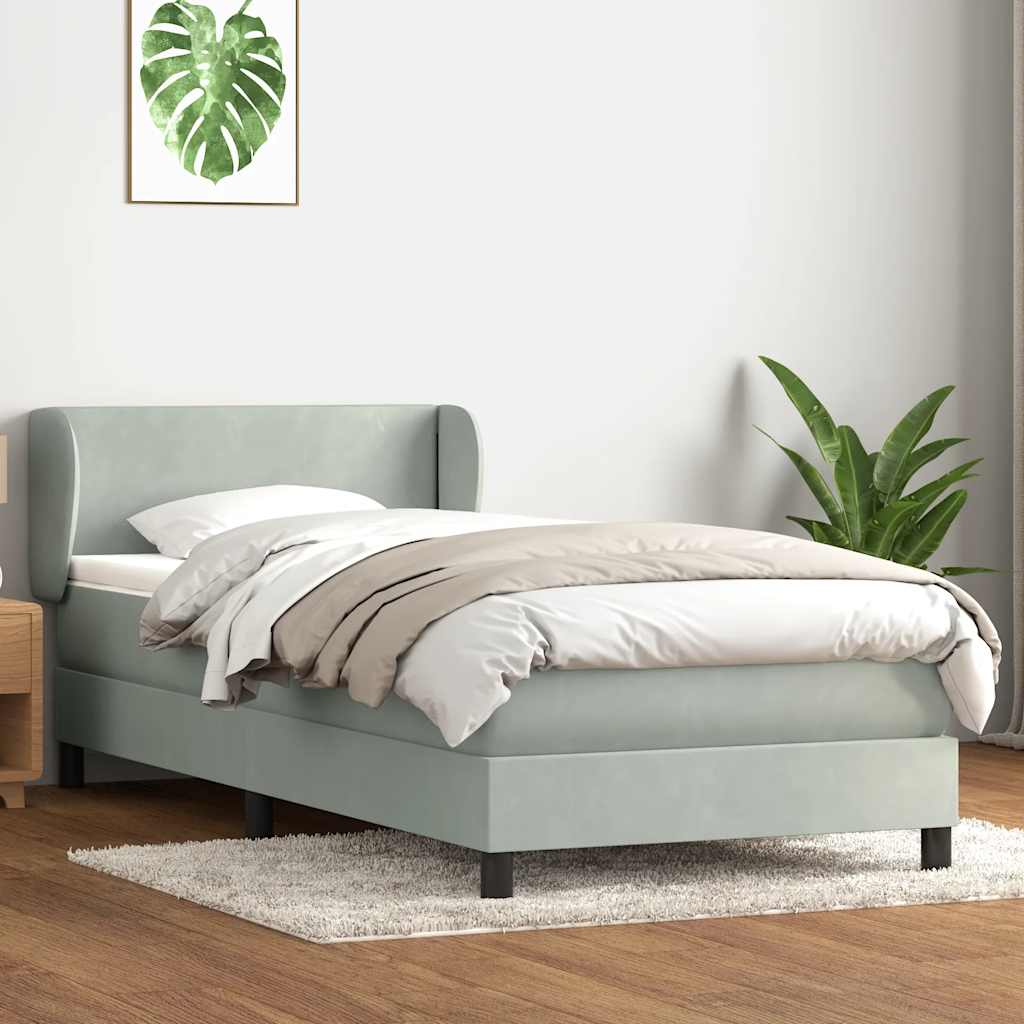 Box Spring krevet s madracem svijetlo sivi 80x220 cm samt