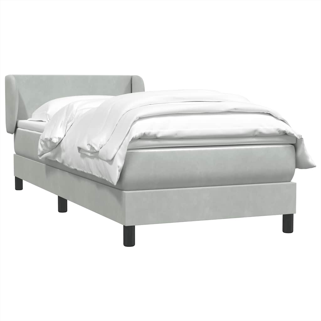 Box Spring krevet s madracem svijetlo sivi 80x220 cm samt