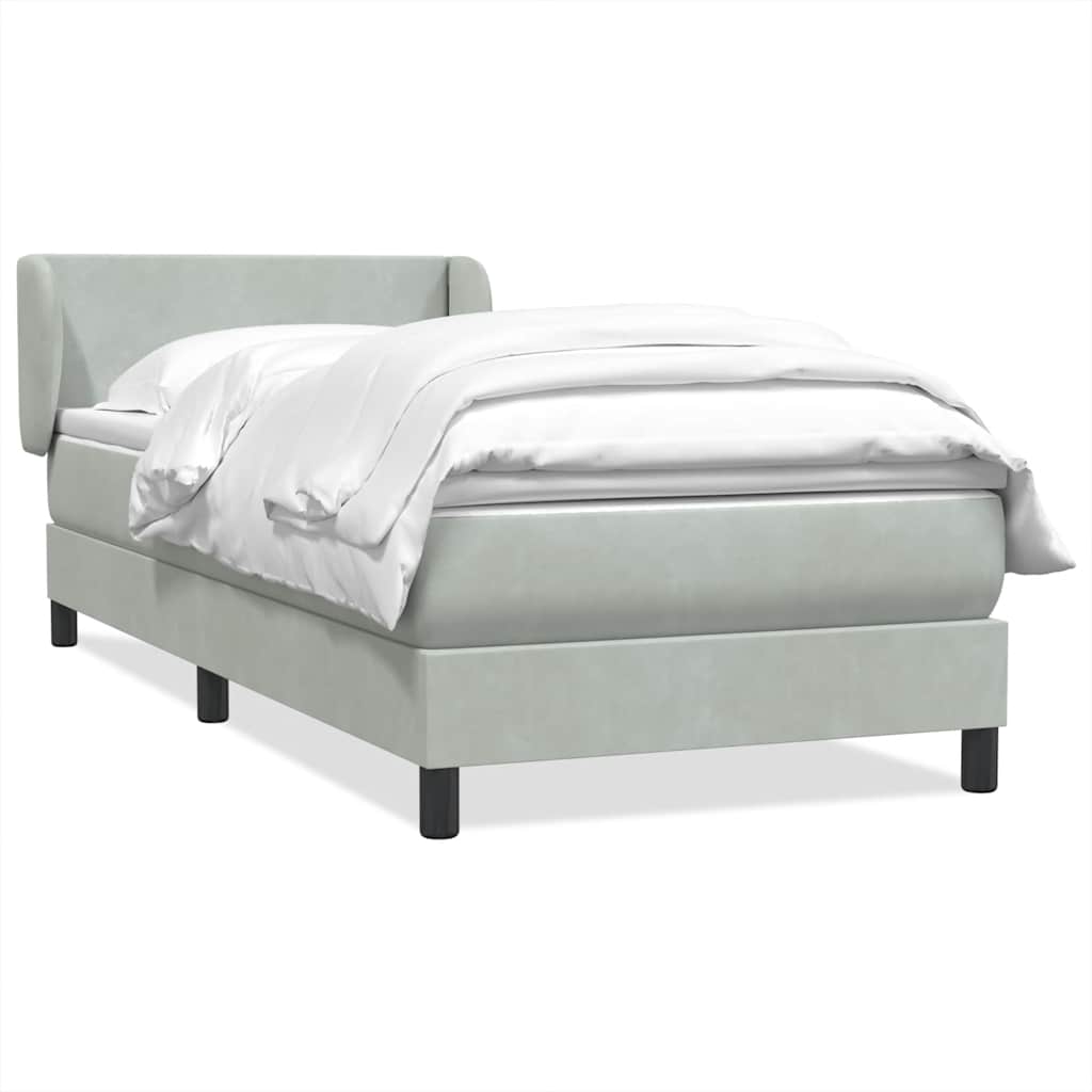 Box Spring krevet s madracem svijetlo sivi 80x220 cm samt