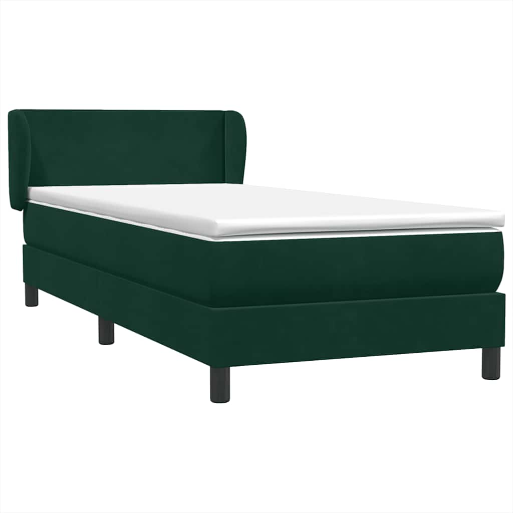 Box Spring krevet s madracem tamnozeleni 80x220 cm baršun