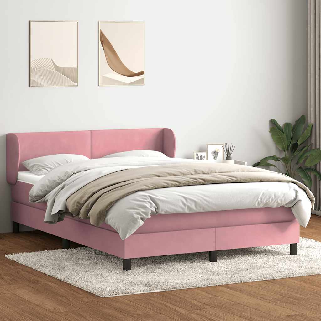 Box Spring krevet s madracem ružičasti 140x220 cm baršun