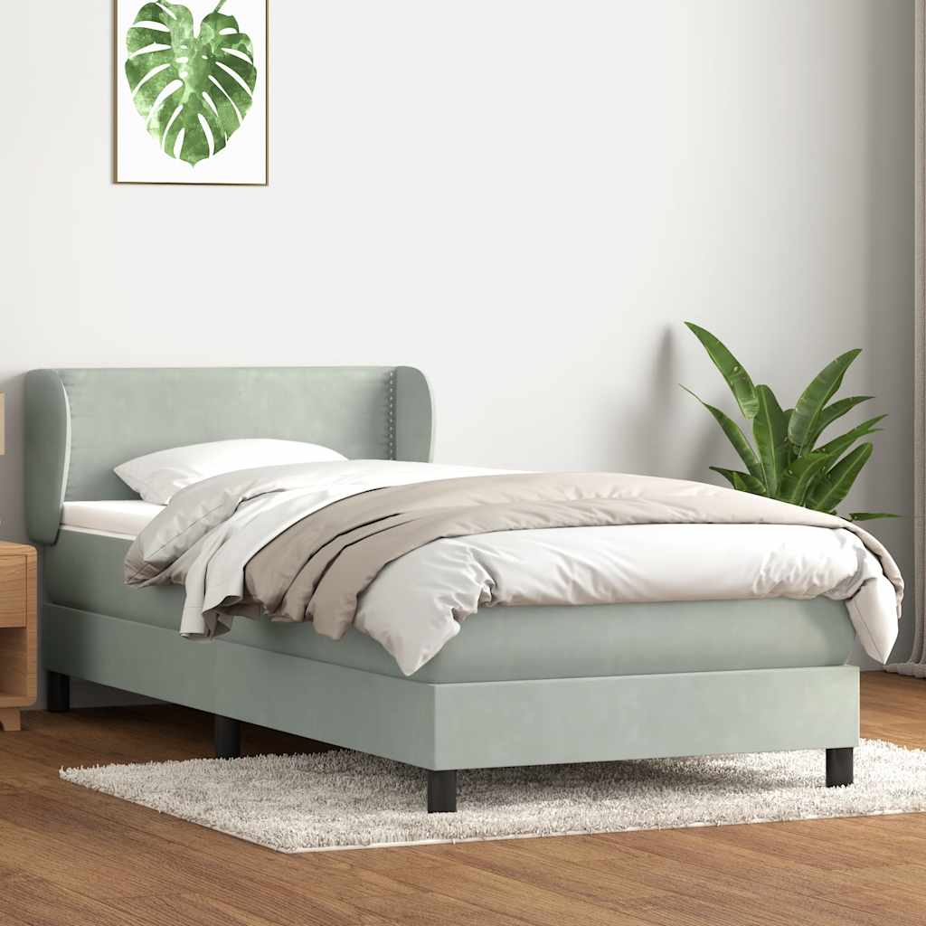 Box Spring krevet s madracem svijetlo sivi 80x210 cm baršun