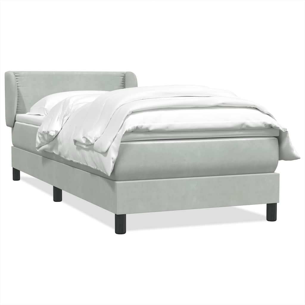 Box Spring krevet s madracem svijetlo sivi 90x210 cm baršun
