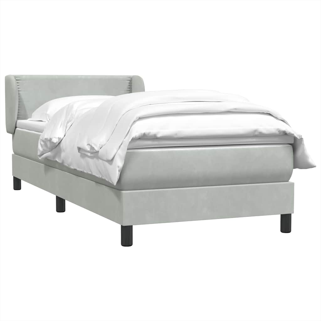 Box Spring krevet s madracem svijetlo sivi 90x210 cm baršun